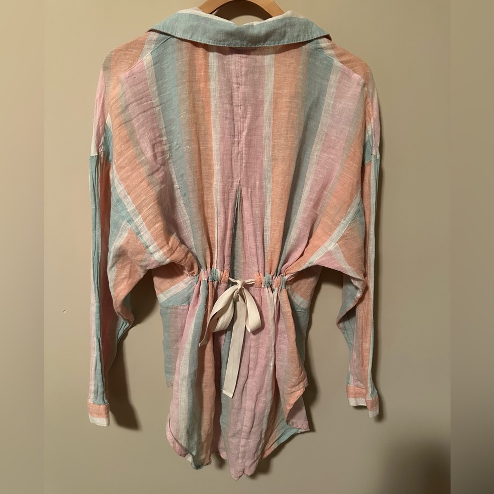 Free People Pastel Striped Button-Up Shirt - Picture 4 of 5